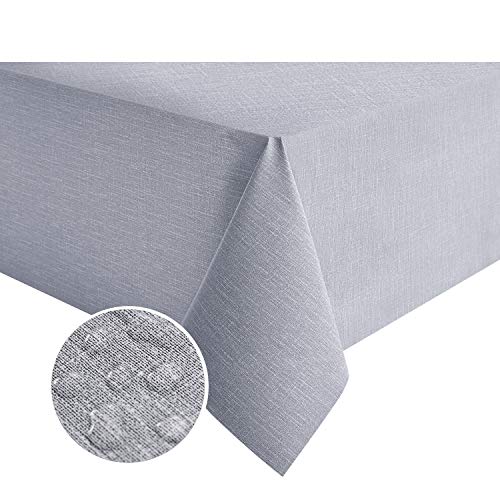 NLMUVW Square Vinyl Tablecloth, Small Heavy Duty PVC Table Cloth 100% Waterproof Oil Proof Wipe Clean Table Cover for Kitchen Dining Picnic, Grey, 42 x 42 inch - color: Grey, size: 42" x 42" (Square)