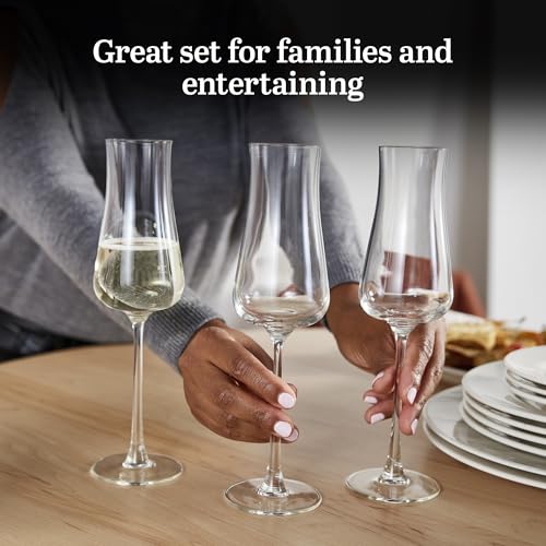 Libbey Signature Stratford Champagne Flute Glasses Set of 4, Artful, Lavish Stemmed Wine Glasses, 8 oz Sparkling Wine Glasses for Weddings, Birthdays - color: Stratford Flute 4