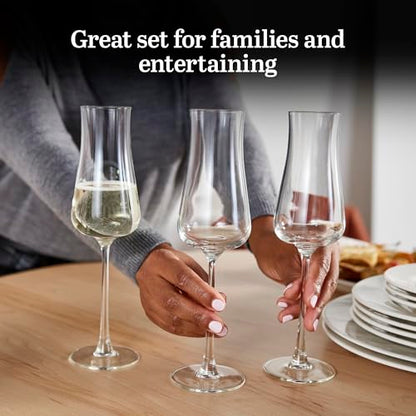 Libbey Signature Stratford Champagne Flute Glasses Set of 4, Artful, Lavish Stemmed Wine Glasses, 8 oz Sparkling Wine Glasses for Weddings, Birthdays - color: Stratford Flute 4
