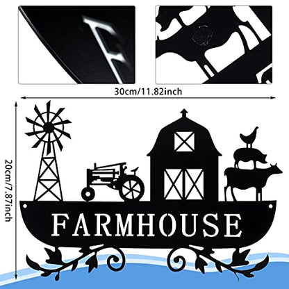 Ferraycle Metal Farmhouse Kitchen Decor Rustic Cow Windmill Sign Farmhouse Wall Plaque Farm Animal Decor for Nursery Country Home Decorations Art