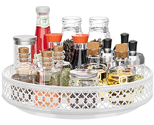 Ovicar Lazy Susan Turntable Organizer - 13 inch Rotating Spice Rack Metal Lazy Susan for Cabinet Pantry Kitchen Countertop Dining Table Cupboard Bathroom Vanity Refrigerator White - color: 13 Inch White