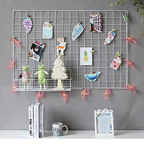 2 Pack Large Wall Grid Panels with Light and Clips, Photo Display Board, Picture Frame Collage Board, Wire Grid Wall Panel Room Decoration,White - color: White