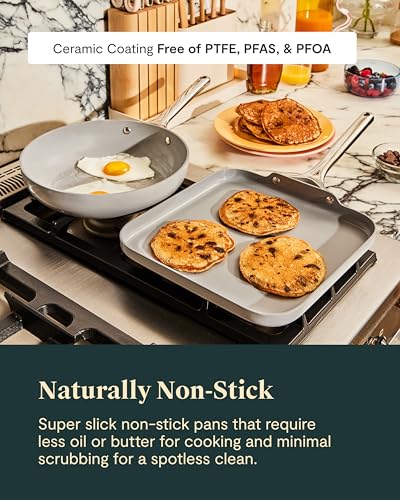 Caraway 31-Piece Non-Stick Ceramic Cookware Bundle | Fry Pans, Saucepans, Sauté Pan, Dutch Oven, Petite Cooker, Stir Fry, Rondeau, Stock Pot, Grill and Griddle Pans, Navy - size: 31pc Set