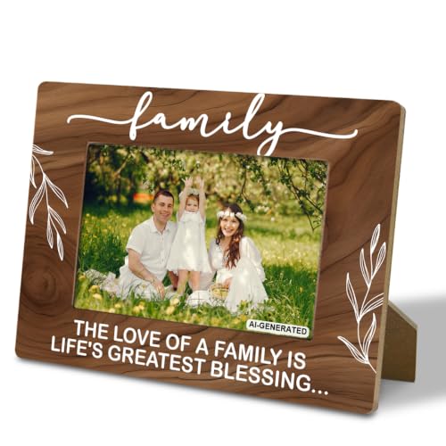 Family Gifts, Wooden Picture Frame - The Love of a Family is Life's Greatest Blessing, Gift for Dad, Mom, Grandparents, Father, From Son, Daughter, Rustic Photo Frames 4 x 6-Nature Wood Texture A1 - color: Color 02