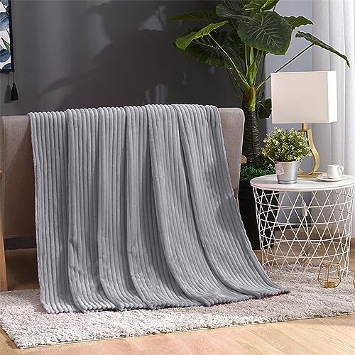 Super Soft Cozy Throw Blankets for Bed, 80x60 Inch Extra Large Solid 3D Ribbed Decorative Fluffy Blanket for Sofa Living Room, Lightweight Plush Fuzzy Warm Flannel Blanket for All Season Use - color: Gray