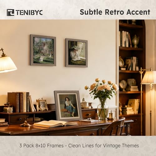 8x10 Walnut Picture Frame with HD Glass - 3pk, Natural Wood Photo Frame, Tabletop Frame - color: Walnut, size: 8 X 10, style: 3 Pack