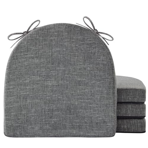 IPYNBAP Chair Cushions for Dining Chairs, Kitchen Chair Cushions, 16'' x 16'' x 2'', Non Slip Indoor Seat Cushions, Chair Pads for Dining Chairs with Ties & Removable Cover, Set of 4, Dark Grey - color: Dark Grey, size: 4 Count(Pack of 1)