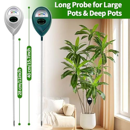 Pack of 2 Soil Moisture Meter, Long Probe for Deep Use, Deep Penetration Moisture Meter, Plants, Soil Moisture Sensor, Plants Moisture Meter, Watering Indicator - color: WHITE+GREEN
