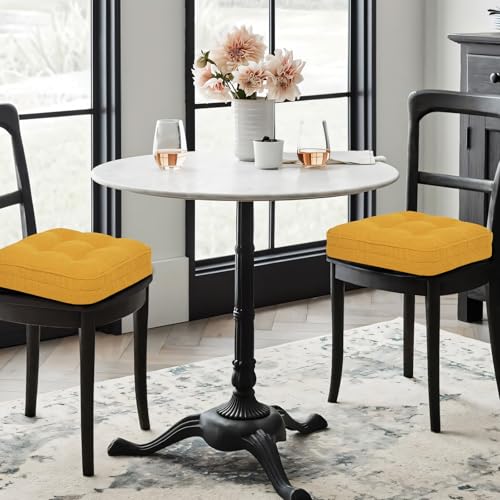 GOFORIT Memory Foam Cushion，Square Seat Cushions for Dining Chairs,Non-Slip Chair Pads with Removable Cover, 16'' x 16'', Yellow - color: Yellow