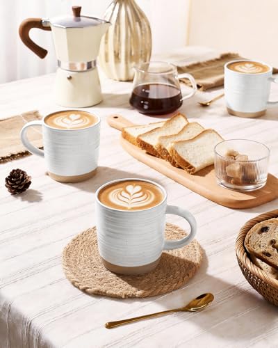 famiware Coffee Mugs Set of 4, 13 oz Mug Set, Ceramic Cup Set with Handle | Stoneware Mug for Coffee, Tea, Latte, Cappuccino, Microwave and Dishwasher Safe, Constellation Series，Polar White - color: Constellation-Polar White, size: 4 Count (Pack of 1)