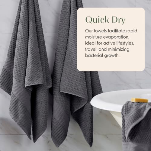 2 Pack Oversized Bath Towels 100% Cotton | Grey Towels | Oeko‑TEX Standard 100 | Soft & Absorbent, Quick‑Dry | Trinity Collection - Charcoal - color: Charcoal, size: Oversized Bath Towels (2 Pack)