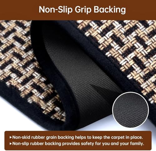 eqivei Kitchen Rugs and Mats Non Slip Washable Set of 2 PCS, Absorbent Runner Rugs for Kitchen, Front of Sink, Kitchen Mats for Floor, 17.3"x47"+17.3"x29" (Black) | 17.3"x47"+17.3"x29", Absorbent Woven Runner Set with Cushioned Rubber Backing for Sinks, B