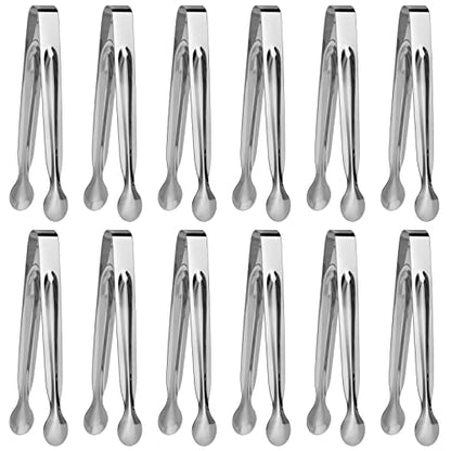 Small Serving Tongs,Ice Tongs,Sugar Tongs,Kitchen Tiny Tongs for Appetizers,12 PCS(6 Inch) - color: Silver