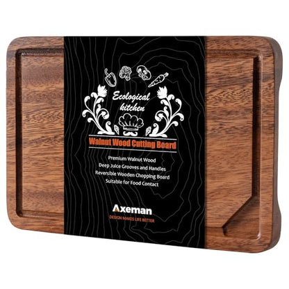 Mini 9x6" Walnut Wood Cutting Board with Juice Groove for Kitchen Countertop, USA-Sourced Thick American Black-Walnut Wooden Chopping Board Charcuterie Board Butcher Block for Meat Vegetables - size: 9x6