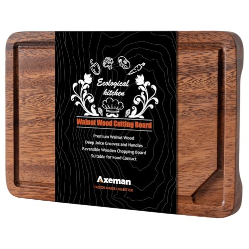 Mini 9x6" Walnut Wood Cutting Board with Juice Groove for Kitchen Countertop, USA-Sourced Thick American Black-Walnut Wooden Chopping Board Charcuterie Board Butcher Block for Meat Vegetables - size: 9x6