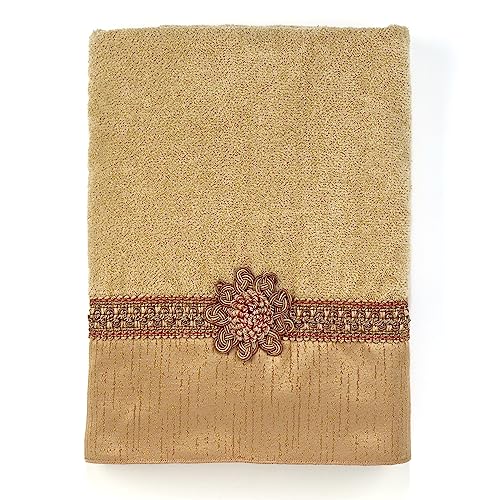 Avanti Linens - Bath Towel, Soft & Absorbent Cotton Towel (Braided Medallion Collection) - color: Rattan, size: Bath Towel