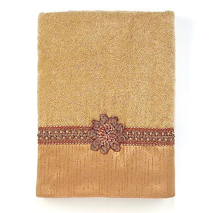 Avanti Linens - Bath Towel, Soft & Absorbent Cotton Towel (Braided Medallion Collection) - color: Rattan, size: Bath Towel