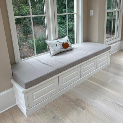 Custom Bench Cushions for Indoor Furniture, Bay Window Seat Cushion Indoor, 70D Thicken Foam Bench Pad, Non-Slip Indoor Seat Cushion, Outdoor Waterproof Garden Patio Furniture Swing Cushion