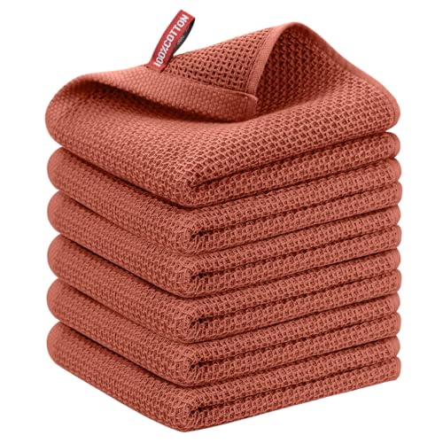 Nialnant Kitchen Hand Towels, 13 x 28 Inches, 100% Cotton | Dish Towel for Home, Soft Dish Cloth for Kitchen, Super Absorbent Tea and Bar Towels - color: Brick Red, size: 13 x 28 - 6 Pack