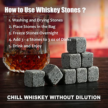 Whiskey Stones Glass Gifts Set - Bourbon Scotch Whiskey Glasses Set of 2 | 8 Granite Chilling Rocks in Premium Wood Box, Best Dsrinking Gift for Men Dad Husband Fathers Day Birthday Holiday Christmas - style: Pineapple Glasses+Granite Stones