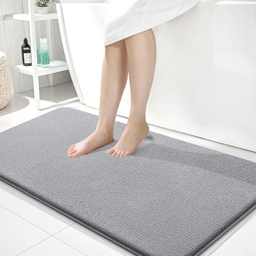 OLANLY Memory Foam Bathroom Runner Rug 44x24, Absorbent Long Bath Mat, Grey | Soft Quick Dry Bath Rugs, Non-Slip Carpet, Machine Washable Mat for Bathroom Floor, Tub and Shower, Home Decor Accessories - color: Grey, size: 44" X 24"