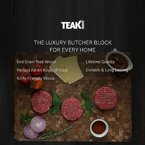 Teakhaus Butcher Block Cutting Board - Extra Large Wooden Cutting Board - Holiday Gift Ideas for Men and Women - Gift-Ready End Grain Wood, Knife Friendly - FSC Certified - color: Without Juice Groove, size: Extra Large (24 inch x 18 inch x 1.5 inch)