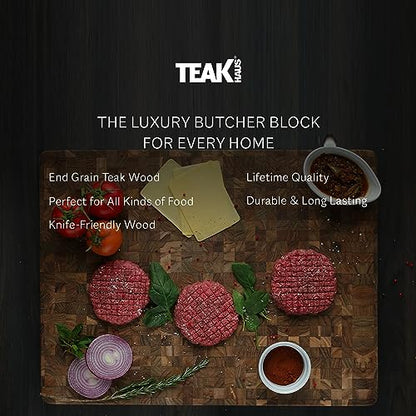 Teakhaus Butcher Block Cutting Board - Extra Large Wooden Cutting Board - Holiday Gift Ideas for Men and Women - Gift-Ready End Grain Wood, Knife Friendly - FSC Certified - color: Without Juice Groove, size: Extra Large (24 inch x 18 inch x 1.5 inch)