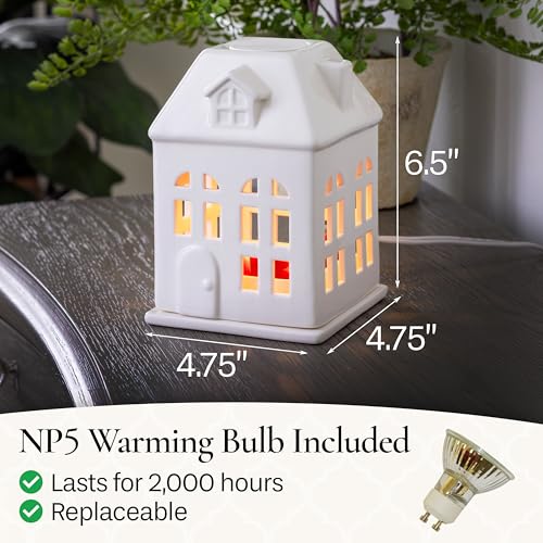 Candle Warmers Etc. Porcelain House Canopy Fragrance Warmer – Use with Any Wax Melts - size: Porcelain House