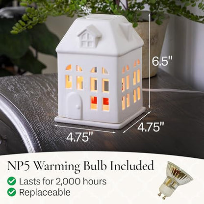 Candle Warmers Etc. Porcelain House Canopy Fragrance Warmer – Use with Any Wax Melts - size: Porcelain House
