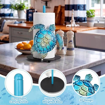 Sea Turtle Paper Towel Holder Beach Coastal Paper Towel Holder Large Decorative Tissue Stand Kitchen Decor Accessories for Home Party Bathroom Countertop Dining Table - style: Sea Turtle