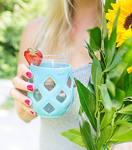 Ello Cru 17oz Stemless Wine Glasses with Silicone Sleeves, 4 Pack, Paloma | Set of wine glasses with silicone sleeves. No-stem, BPA-free, dishwasher safe, ideal for patios, parties, and BBQs. - color: Paloma, size: 4 count
