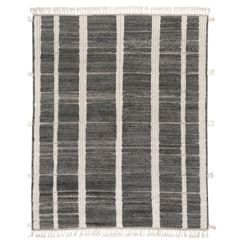 Dash & Albert Tory Grey/Ivory Plaid Hand Knotted Wool Rug, 7'6"x9'6" | /Ivory Hand Knotted Wool Rug, , Plaid Pattern - size: 7'6" x 9'6" (Rectangular)