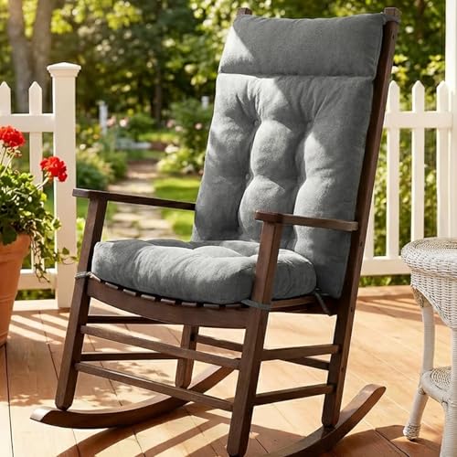 Rocking Chair Cushions Outdoor & Indoor, Patio Glide Porch Outdoor Rocking Chair Cushions Set of 2 with Ties, Seat & Back Cushion for Rocker - color: Gray