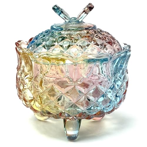 Colorful Crystal Glass Candy Snack Barrel Storage Jar Embossed Luxury Cookie Buffet Canister With Lids Jewelry Box Jar Biscuit Containers - color: Butterfly