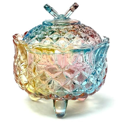 Colorful Crystal Glass Candy Snack Barrel Storage Jar Embossed Luxury Cookie Buffet Canister With Lids Jewelry Box Jar Biscuit Containers - color: Butterfly
