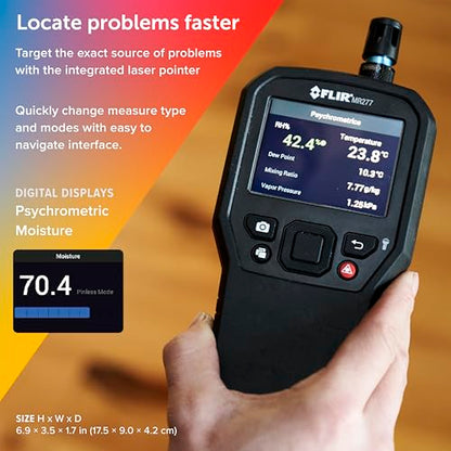 FLIR MR277 Moisture Meter, MSX IR Camera & Hygrometer for Building Inspection | 160x120 thermal, MSX, non-invasive sensor, building inspection, air leaks, insulation voids, documentation - style: MR277