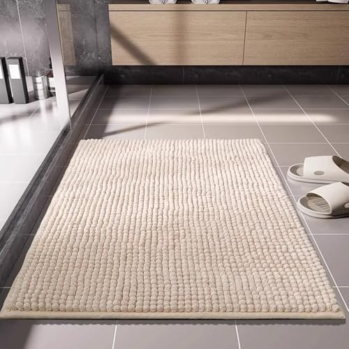 Chenilles Absorbent Bath Mat Rug Floor Carpet for Bathroom and Entryway with Nonslip Backing, Quick Drying Easy to - color: Blue 40cmx60cm
