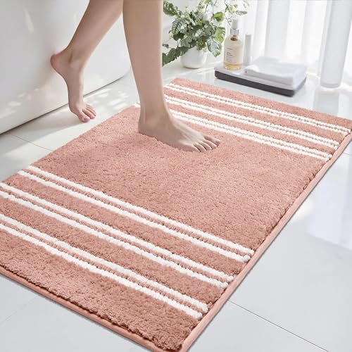 Tyrot Bathroom Rugs Non Slip Washable 36x24, Ultra Soft Super Absorbent Bath Rugs for Bathroom Floor, Shaggy Chenille Bath Rug, Microfiber Plush Quick Dry Bath Mat for Bathtub, Sink and Shower, Coral - color: Coral, size: 24''x36''