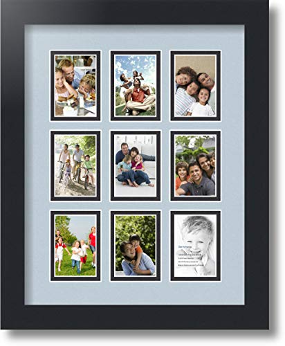 Art to Frames Double-Multimat-78-860/89-FRBW26079 Collage Photo Frame Double Mat with 9-2x3 Openings and Satin Black Frame - color: Baby Blue, size: 9 - 2x3