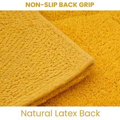 C23 20"x32" 100% Cotton Washable Bath Mat - 210 GSF Non-Slip Rug, Mustard Yellow - color: Mustard