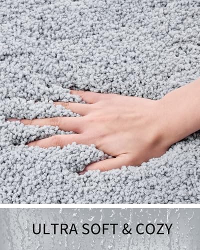 Toilet Rugs U-Shaped Mat 24x22, Contour Bathroom Mat - Ultra Soft & Absorbent Microfiber, Quick-Dry, Machine Washable with High Density Foam Latex Non Slip Backing, Silver Grey - color: Silver Grey, size: 24" X 22"(Toilet Rug)