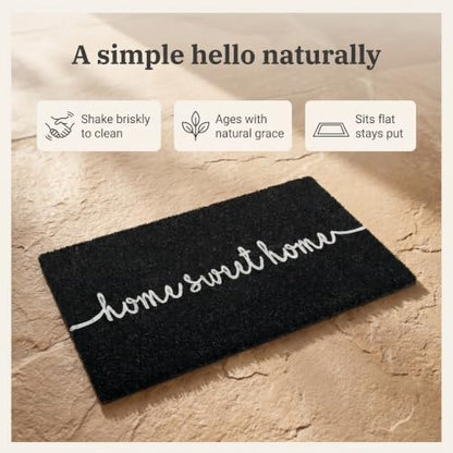 | Natural Coir Doormat | Home Sweet Home Design | Bliss in Black - 17x30 - color: Bliss in Black2
