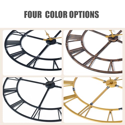 31.5 Inch Large Wall Clock for Living Room Decor – Easy-Assembly (KD) Silent Non-Ticking Modern Farmhouse Wall Clock, Oversized Decorative Metal Roman Numeral Clock
