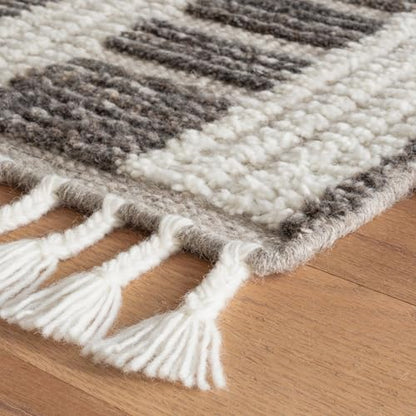 Dash & Albert Tory Grey/Ivory Plaid Hand Knotted Wool Rug, 3'x5' | /Ivory Hand Knotted Wool Rug, , Plaid Pattern - size: 3' x 5' (Rectangular)