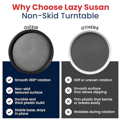 Oizeir 10 Inch Lazy Susan (Set of 4) - Non-Skid Turntable for Cabinet to Maximize Storage and Simplify Accessibility in Kitchen, Bathroom, and Pantry Spaces (Black) - color: Black