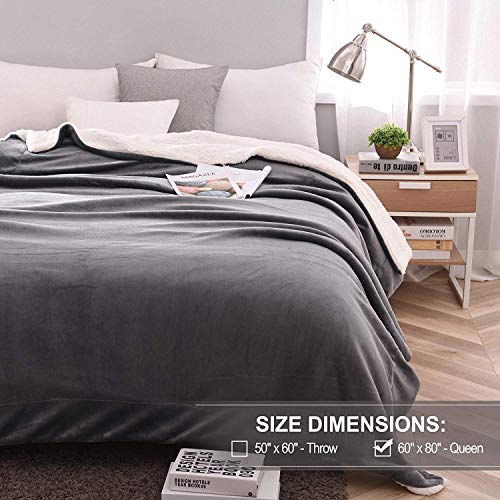 NANPIPER Sherpa Blanket Twin Warm Bed Blanket for Winter Cozy Soft Fuzzy Couch Throw Flannel Fleece/Wool Like Reversible Plush Blanket (Grey Twin Size 60"x80") - color: Grey, size: Twin