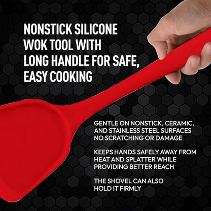 Helen's Asian Kitchen Silicone Wok Turner and Stir Fry Spatula, 13-Inches, Red - size: 13-Inch, Silicone WokTool