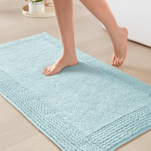 Madison Park Splendor Reversible 100% Cotton Bath Rug, 24 x 36, Blue | Tufted Bathroom Mat, 3000 GSM, Hotel Quality, Luxurious Plush, Medium Pile, Absorbent, Quick Dry, OEKO-TEX, Shower Room Décor - color: Blue, size: 2' x 3' (Rectangular)