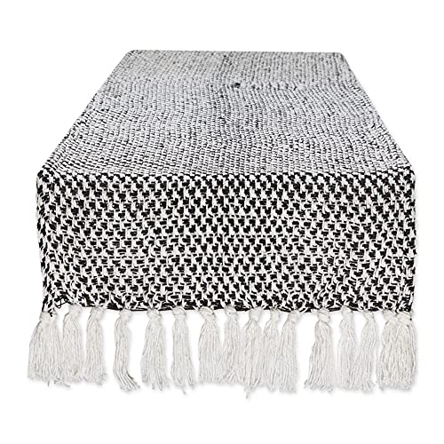 DII Woven Basics Collection 100% Cotton Knit Table Runner, 15x72, Black - color: Black, size: 15x72"