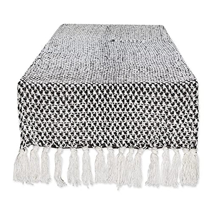 DII Woven Basics Collection 100% Cotton Knit Table Runner, 15x72, Black - color: Black, size: 15x72"